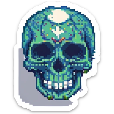 skull pixel art style sticker