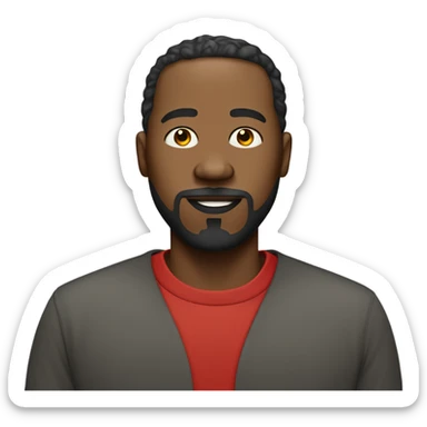 One eyed African American man with goatee and one singular bright red loc standing upright sticker