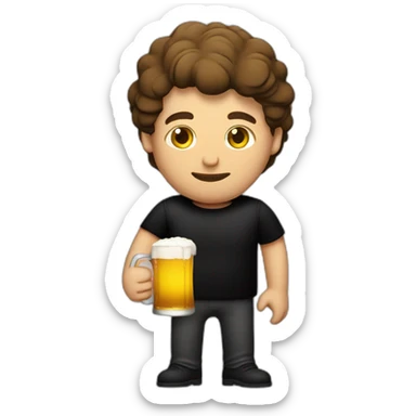 Man with a black shirt written BBS on it holding a glass of beer sticker