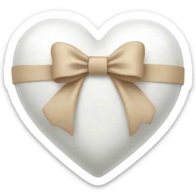 white heart with beige bow sticker