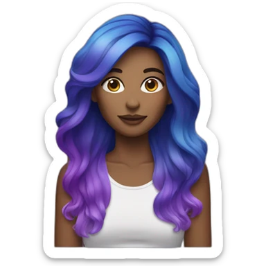 Woman with blue and purple ombre hair sticker