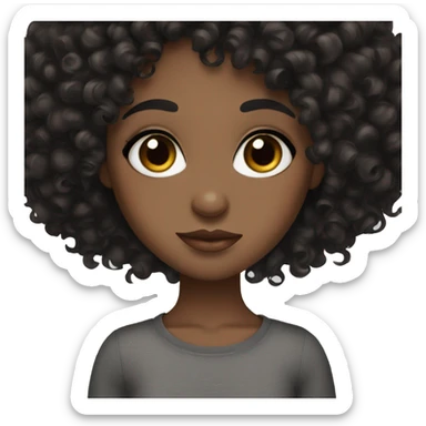 brown eyed black curly hair girl long eyelashes  sticker