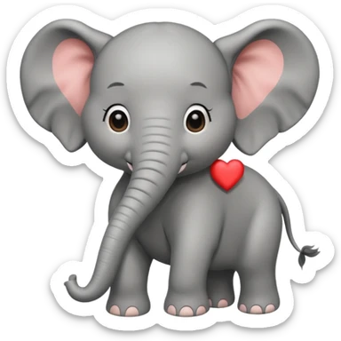 Elephant calf with small heart symbol on head. sticker