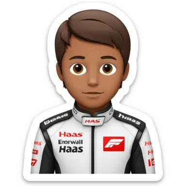 The Formula 1 Driver Oliver Bearman (brown volume hair)in Haas F1 Suit sticker
