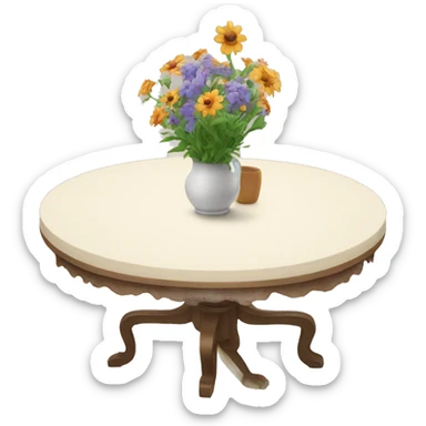 Table with flower sticker