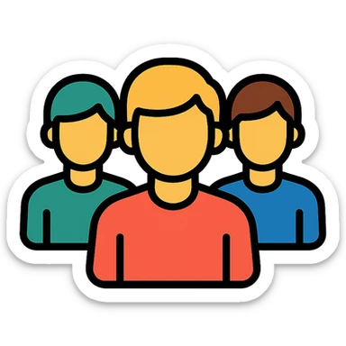 group of people, color outline icon style sticker