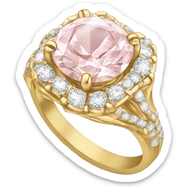 Gold engagement ring with light pink diamond  sticker