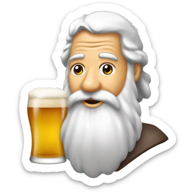 santinho simpático com auréola sobre a cabeça bebendo cerveja  sticker