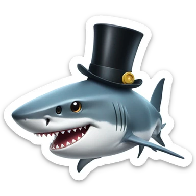 Shark with a top hat sticker