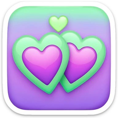 Two-hearts-coloured-light-pastel-shade green color and purple sticker