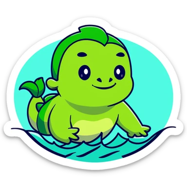 Green Shrekodil (mix of Shrek and crocodile) swimming breaststroke in a puddle sticker