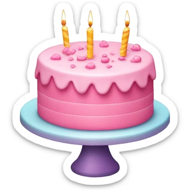 Cute pink birthday cake sticker