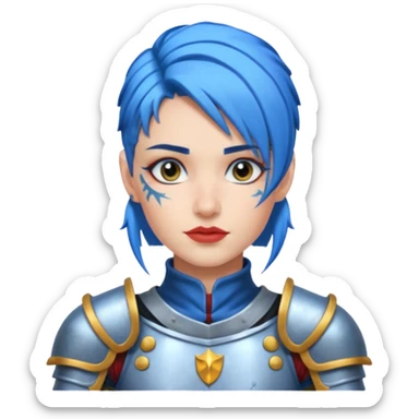 female tattooed knights blue haired sticker