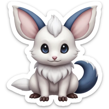 White soft natural realistic romantic vintage antique divine beautiful elegant pretty precious cute young youthful  Fakémon-Pokémon-Minccino-Absol-Furret-hybrid-creature sticker