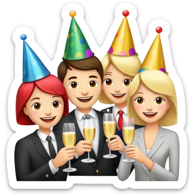 Happy characters mingling and socializing at a party sticker