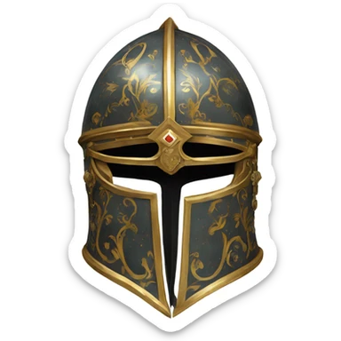 ornate french full-face armet helmet intricate inlays sticker