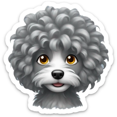 spirally haired grey little but not too little dog  sticker