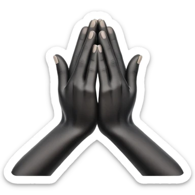 Minimal emoji, abstract praying hands simplified into solid black metal forms, subtle sacred reference, fashion avant-garde minimalism, no details, no glow, no neon, flat emoji style, centered, transparent background sticker