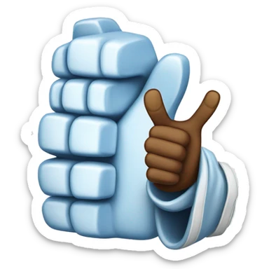 Ice chiseled white thumbs up sticker