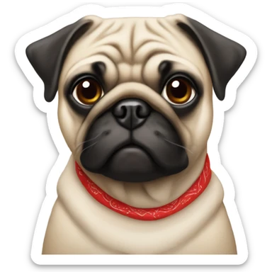 Pug with a red bandanna  sticker