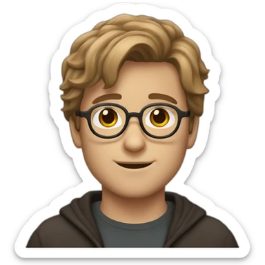 men light brown hair face with harry potter glasses sticker
