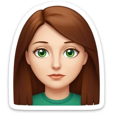 middle age woman with green eyes and long straight brown hair sticker