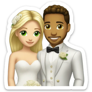 Romeo santos and blond girl green eyes wedding sticker
