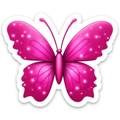 Hot pink large detailed butterfly with sparkles sticker