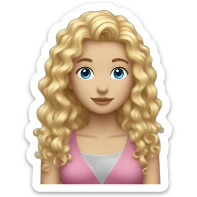 Tall curly blonde girl blue eyes sticker
