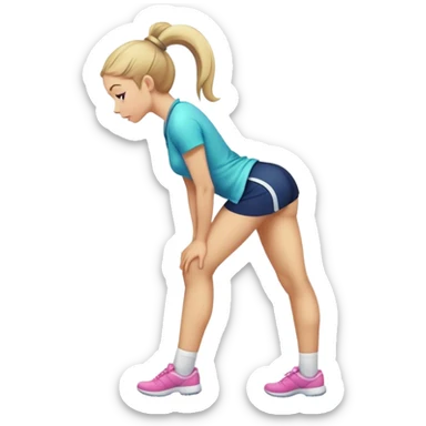 Une fille avec les jambes arquées qui se penche vers le bas  sticker