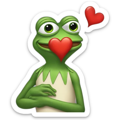 pepe the frog holding red heart sticker
