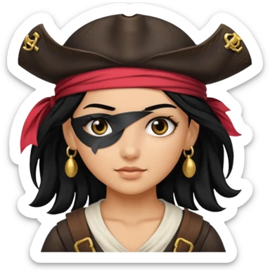 pirate girl with black hair band  sticker