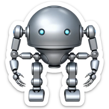 completely symmetrical 4 legged robot. center sphere with 4 evenly spaced legs extending from each side sticker