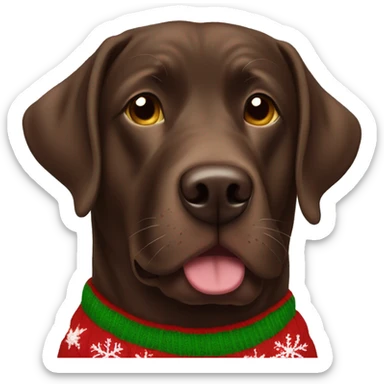 Chocolate lab wearing a Christmas sweater  sticker