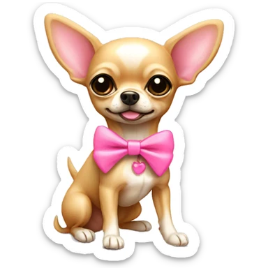 tan chihuahua with pink bow sticker