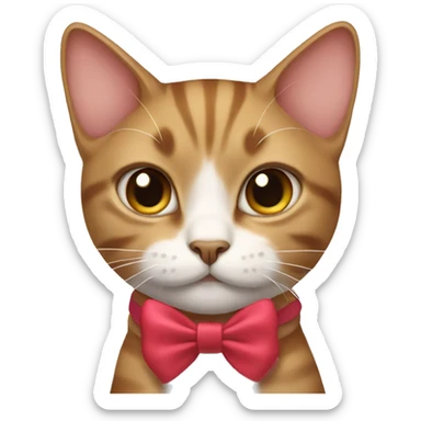 Cat wearing bow sticker