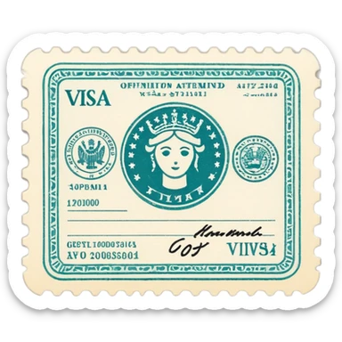 visa stamp with subtle ink details sticker