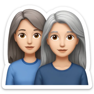 2 Frauen, die sich lieben davon 1 grauhaarig, 1 braunhaarig, lange Haare sticker