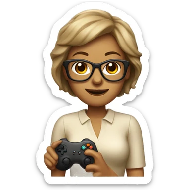 Tan lady with glasses with game controller in hand  sticker