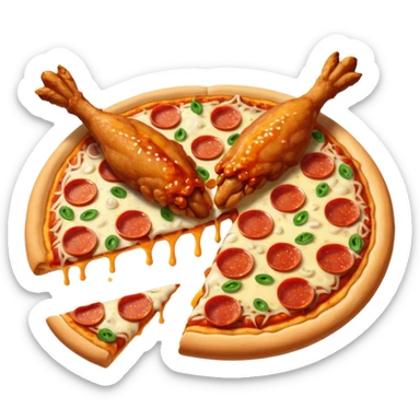 chicken wings and pizza side by side food sticker