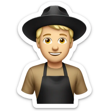 Blonde Caucasian man wearing black hat cooking  sticker