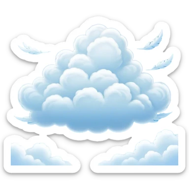 Cinematic Realistic Cirrus Emoji, High and wispy, with thin, delicate clouds stretching across the sky like brush strokes of white. The light, feathery clouds suggest clear weather and distant horizons, evoking a sense of tranquility. Soft glowing outline, capturing the essence of serene skies and airy beauty in a graceful cirrus cloud! sticker