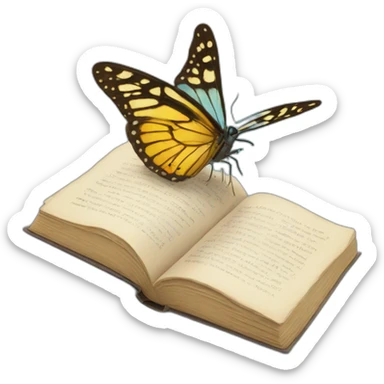 Butterfly reading a book sticker