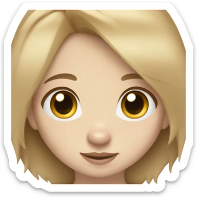 Pale brown hair  girl holding a Husky golden beige sticker