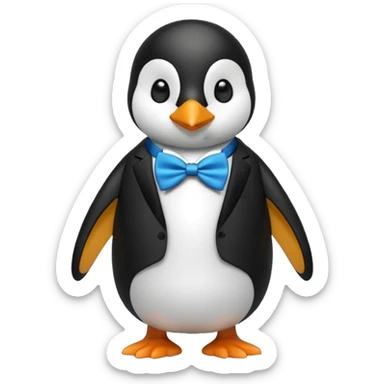 penguin with bow blue tie  sticker