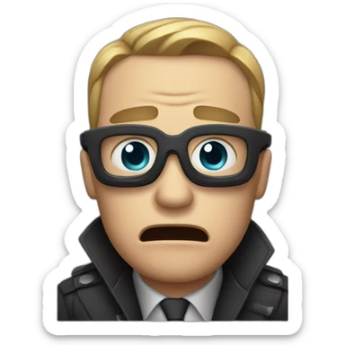 a male spy agent crying sticker