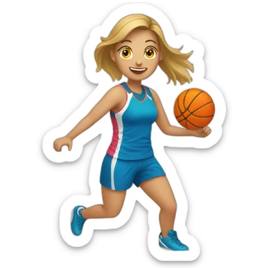 female playing netball sticker