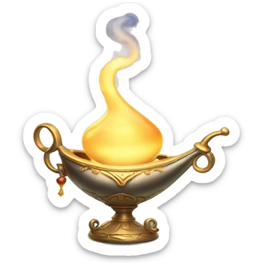 glowing magic lamp with a wisp of smoke curling out sticker