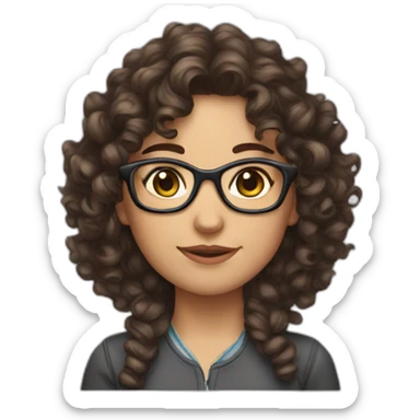 brunette curly hair nerd girl sticker