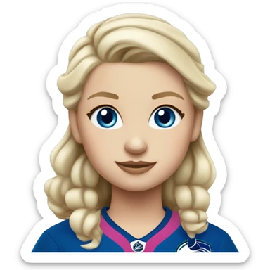 blonde girl with blue eyes in a vancouver canucks jersey with a pink bow in her hair sticker